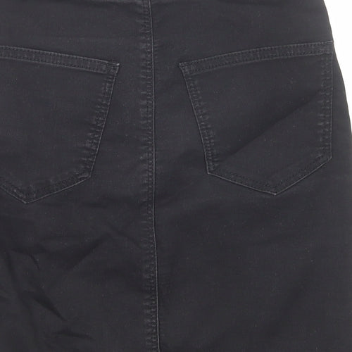 Topshop Womens Black Cotton A-Line Skirt Size 8 Zip