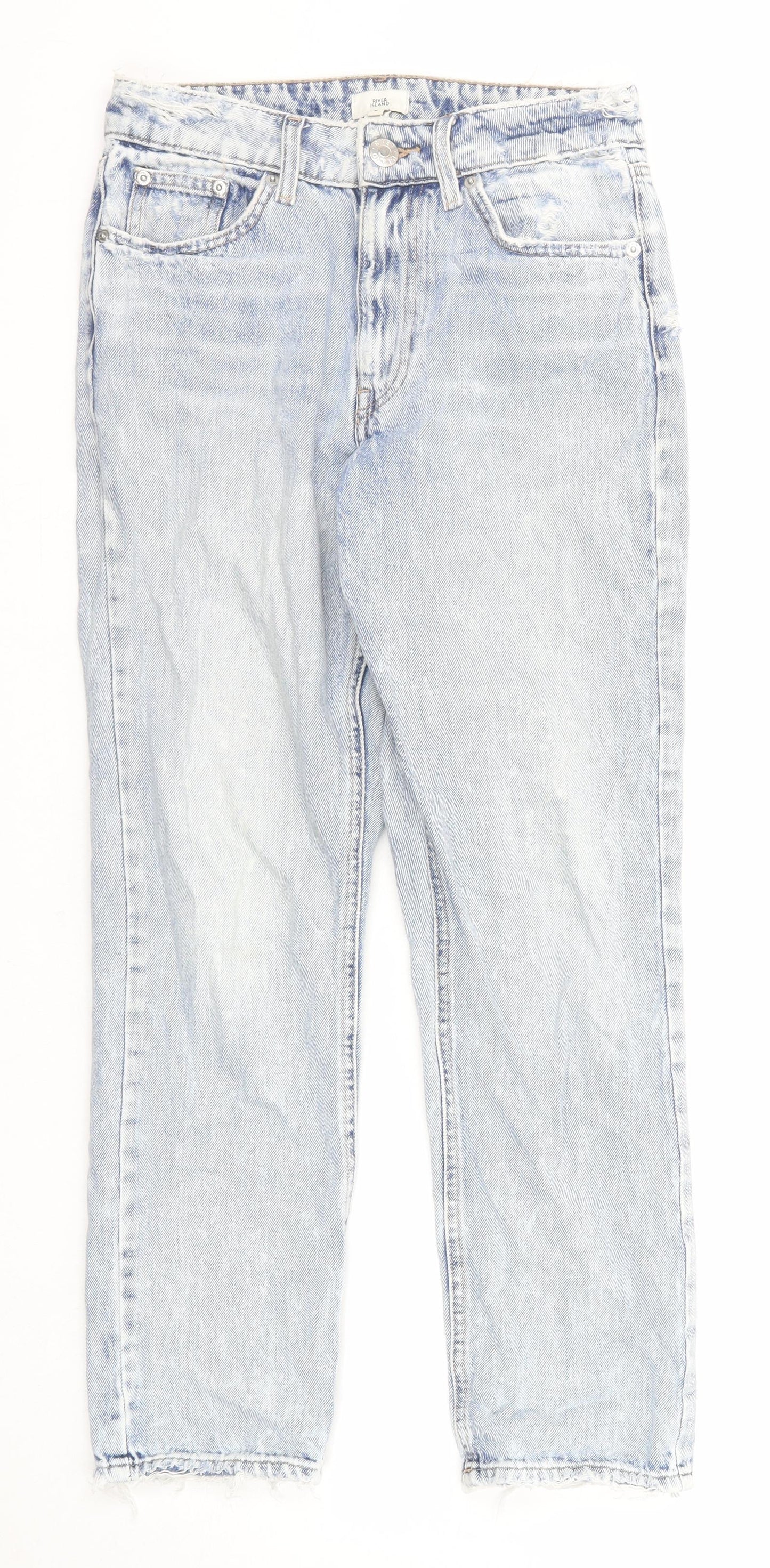 River Island Womens Blue Cotton Mom Jeans Size 8 Regular Zip