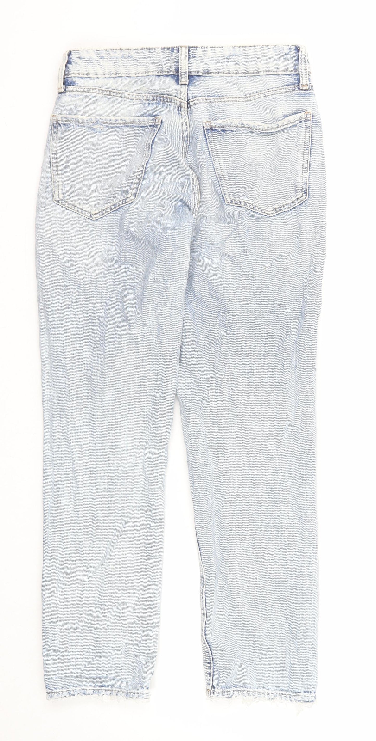 River Island Womens Blue Cotton Mom Jeans Size 8 Regular Zip