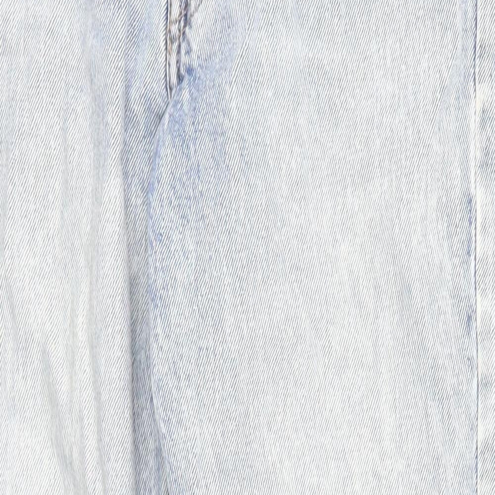 River Island Womens Blue Cotton Mom Jeans Size 8 Regular Zip