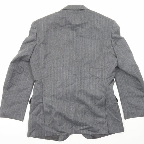 St Michael Mens Grey Striped Polyester Jacket Suit Jacket Size 40 Regular