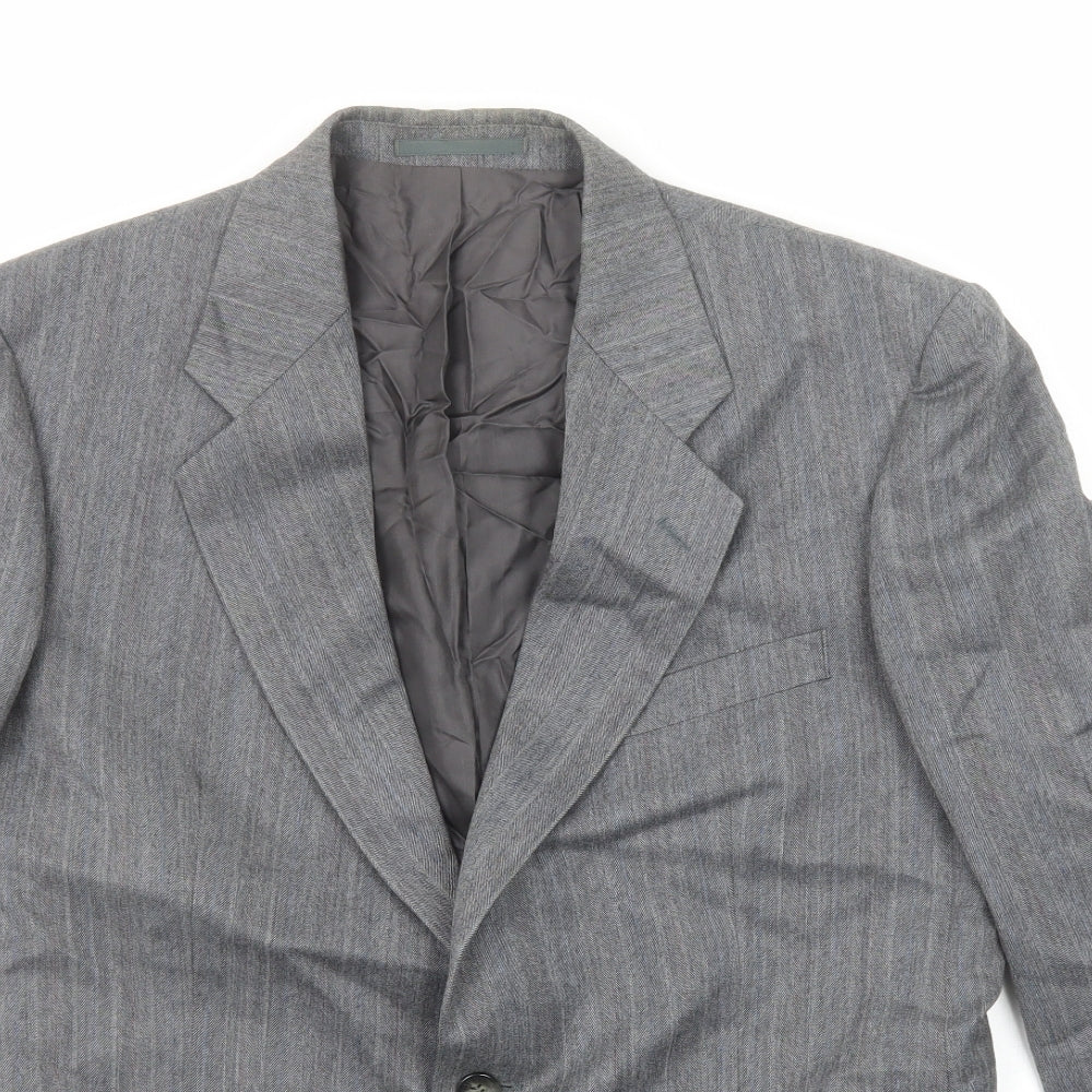 St Michael Mens Grey Striped Polyester Jacket Suit Jacket Size 40 Regular