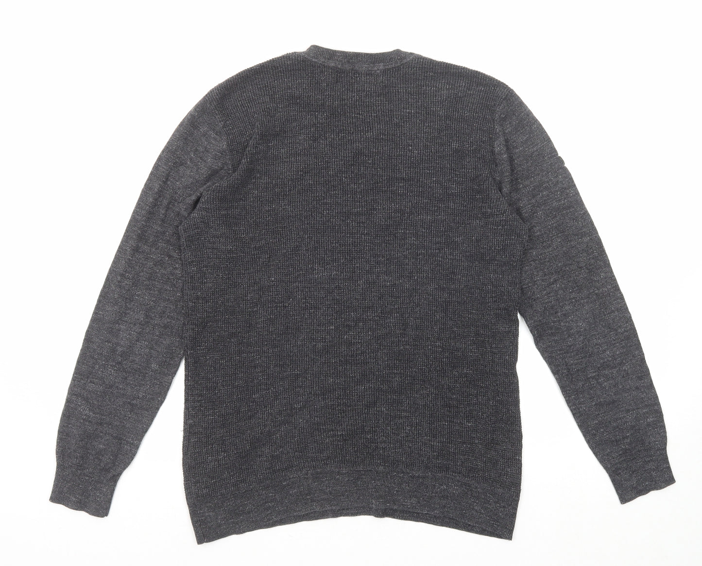 Superdry Mens Grey Crew Neck Cotton Pullover Jumper Size L Long Sleeve
