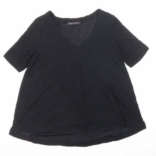 Marks and Spencer Womens Black Polyamide Basic Blouse Size 12 V-Neck