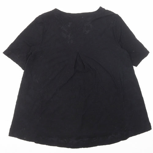 Marks and Spencer Womens Black Polyamide Basic Blouse Size 12 V-Neck