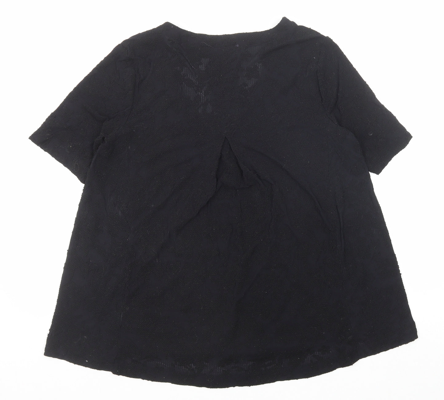 Marks and Spencer Womens Black Polyamide Basic Blouse Size 12 V-Neck