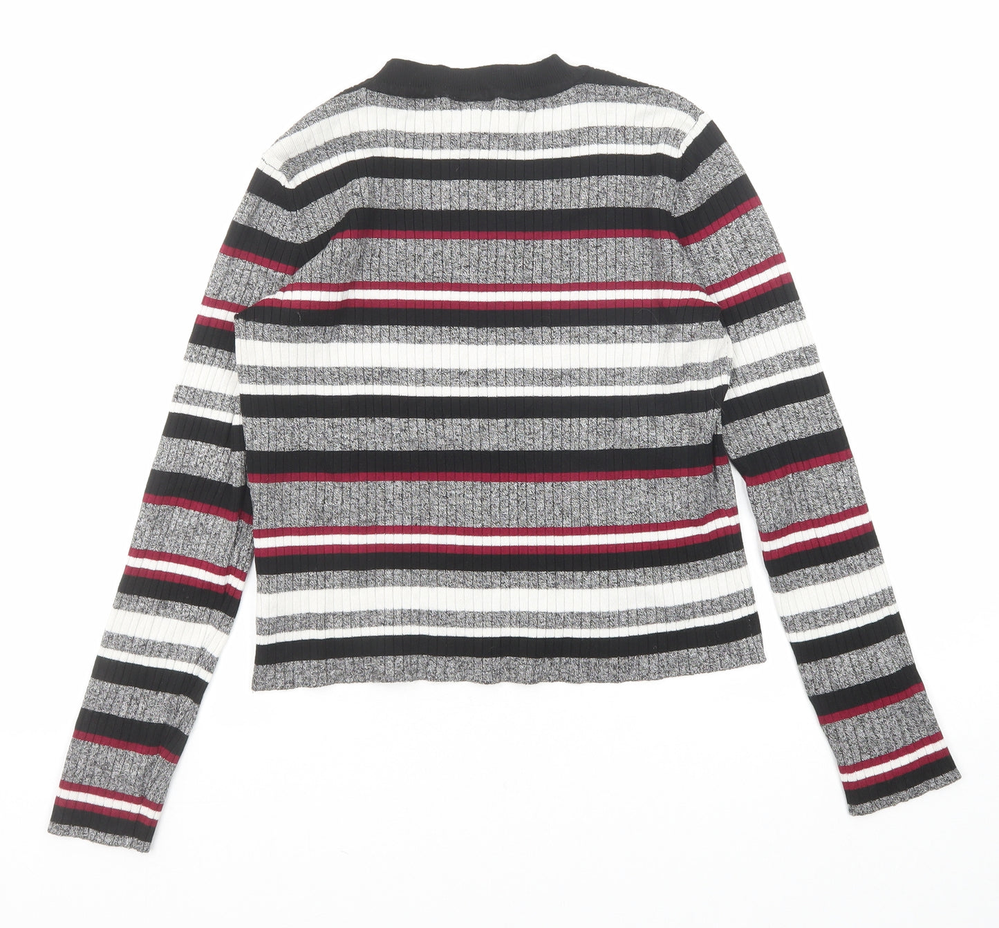 Divided by H&M Womens Multicoloured Round Neck Striped Viscose Pullover Jumper Size M