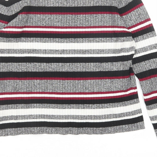 Divided by H&M Womens Multicoloured Round Neck Striped Viscose Pullover Jumper Size M