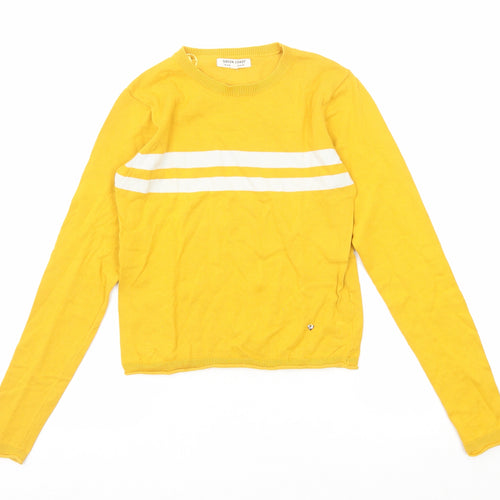 Greencoast Womens Yellow Round Neck Cotton Pullover Jumper Size XS