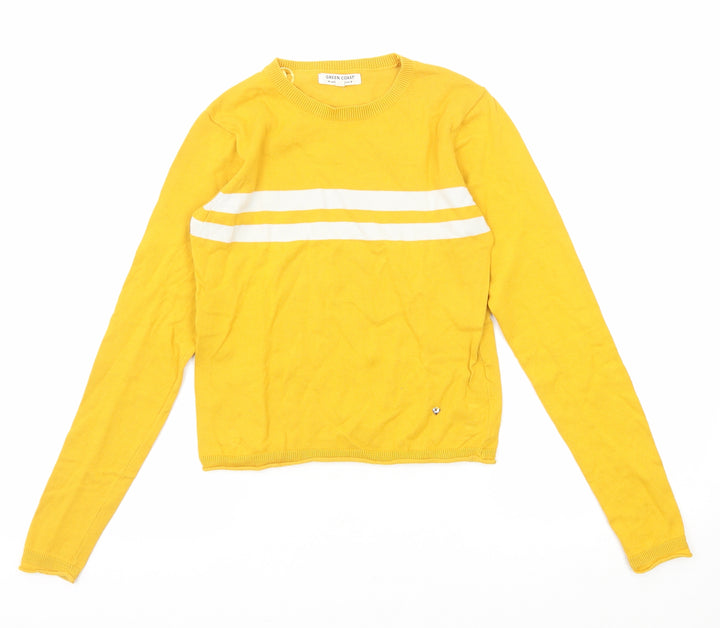 Greencoast Womens Yellow Round Neck Cotton Pullover Jumper Size XS