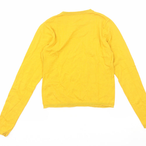 Greencoast Womens Yellow Round Neck Cotton Pullover Jumper Size XS