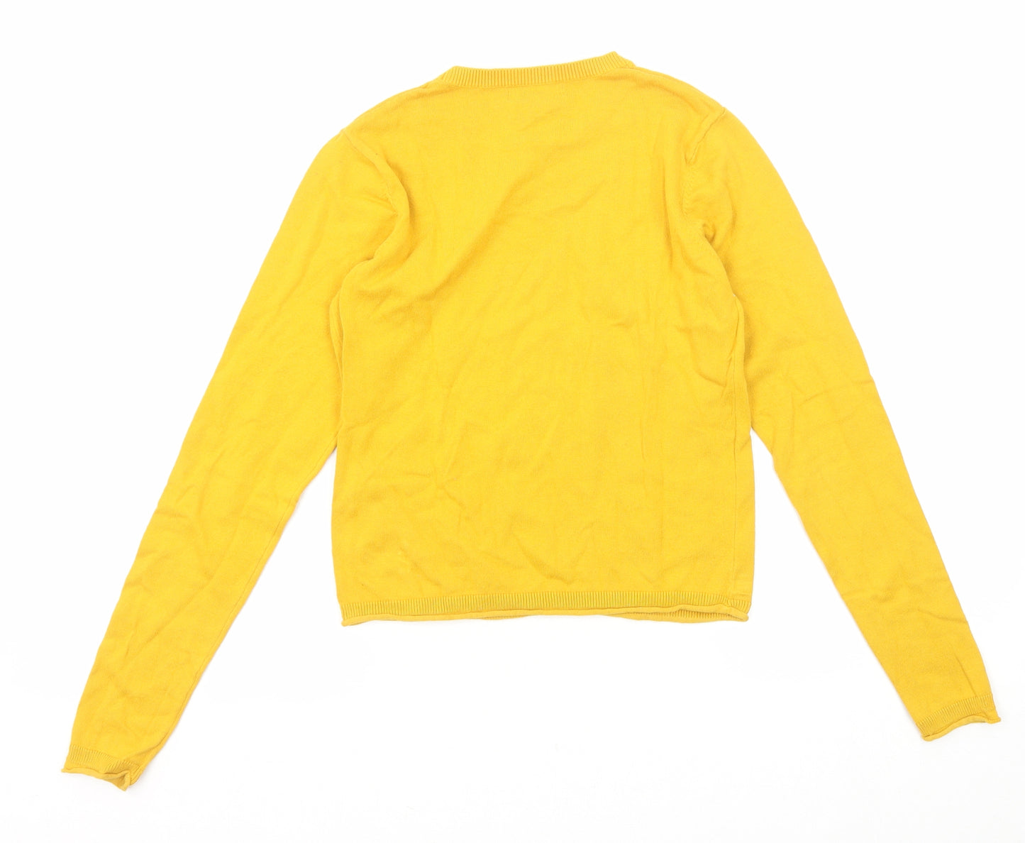 Greencoast Womens Yellow Round Neck Cotton Pullover Jumper Size XS