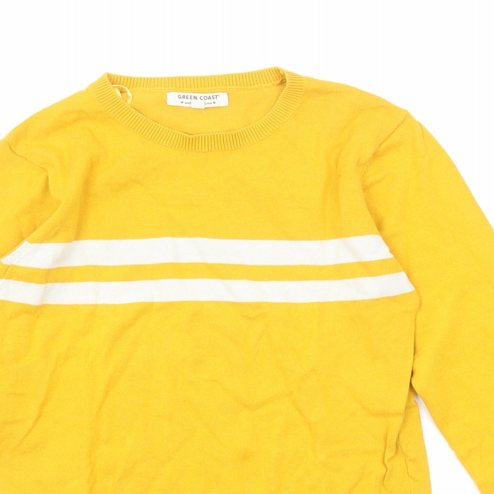 Greencoast Womens Yellow Round Neck Cotton Pullover Jumper Size XS