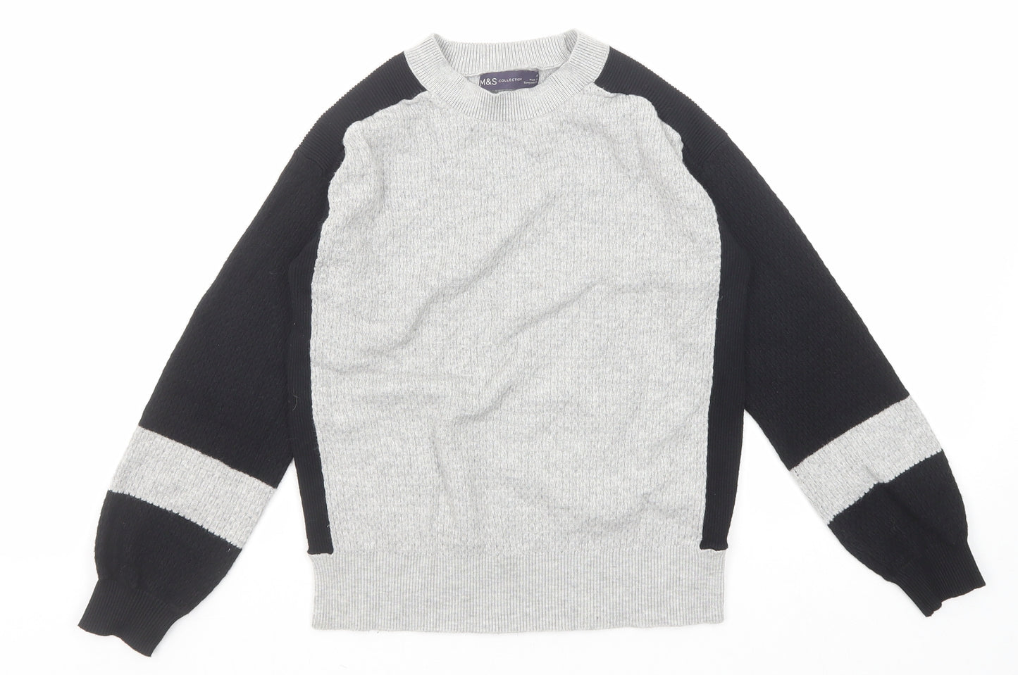 Marks and Spencer Womens Grey Round Neck Viscose Pullover Jumper Size XS