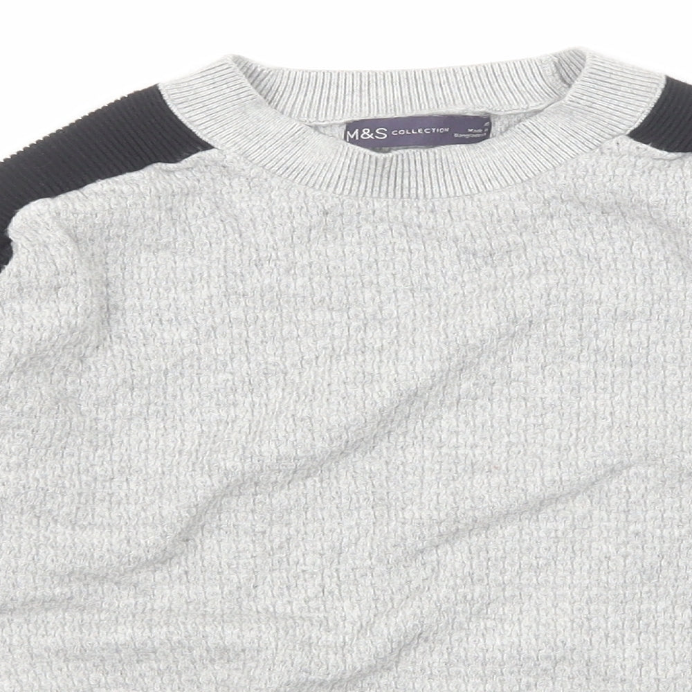 Marks and Spencer Womens Grey Round Neck Viscose Pullover Jumper Size XS