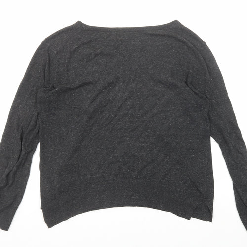 Gap Womens Black V-Neck Cotton Pullover Jumper Size M