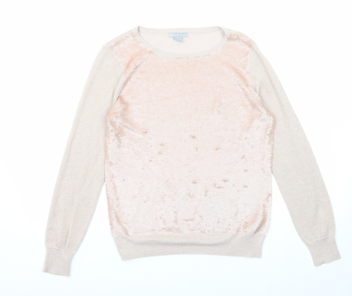 H&M Womens Pink Round Neck Viscose Pullover Jumper Size M