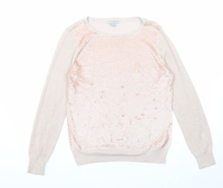 H&M Womens Pink Round Neck Viscose Pullover Jumper Size M