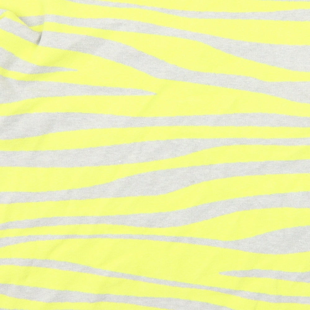 NEXT Womens Yellow V-Neck Animal Print Viscose Pullover Jumper Size 14 - Tiger Print