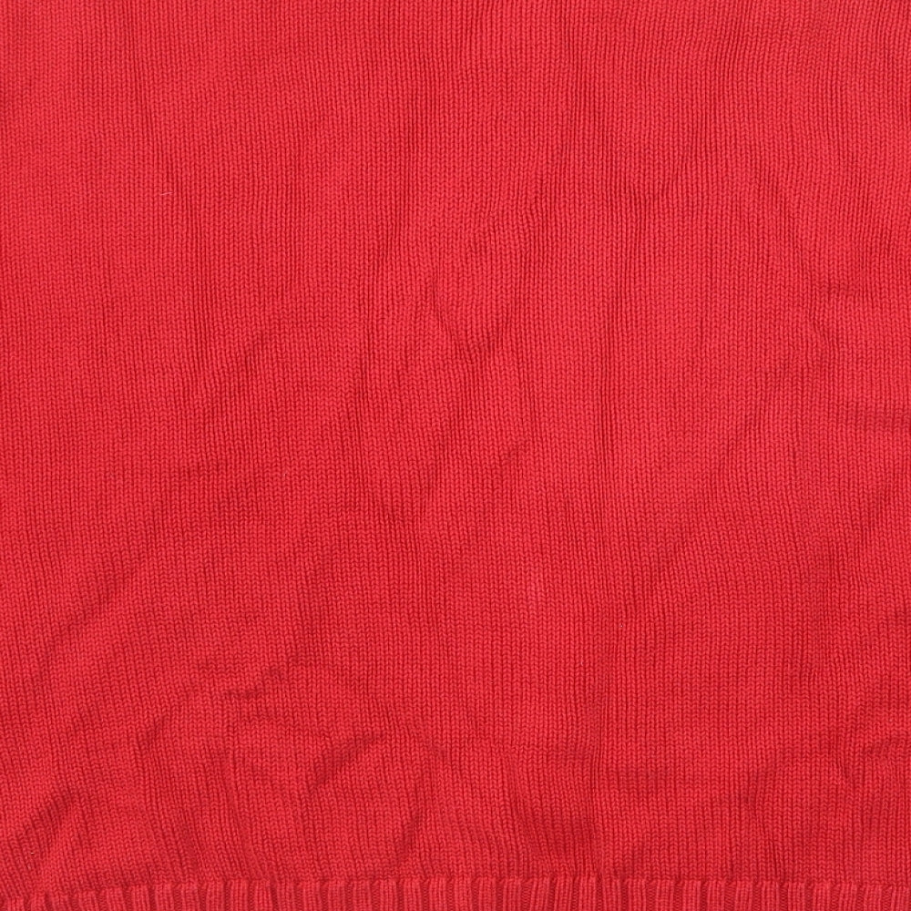 Marks and Spencer Mens Red Round Neck Cotton Pullover Jumper Size XL Long Sleeve