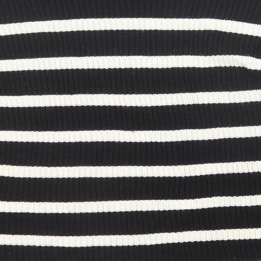 New Look Womens Black Round Neck Striped Acrylic Pullover Jumper Size S