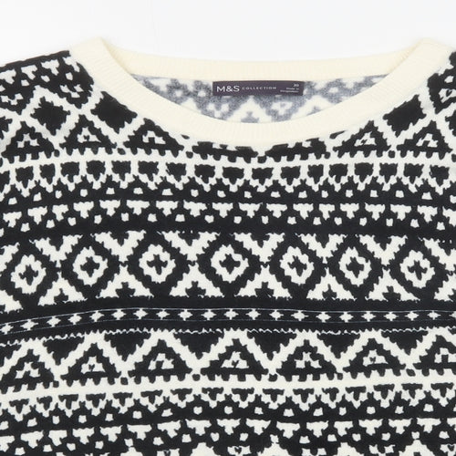 Marks and Spencer Womens Black Round Neck Geometric Acrylic Pullover Jumper Size 20