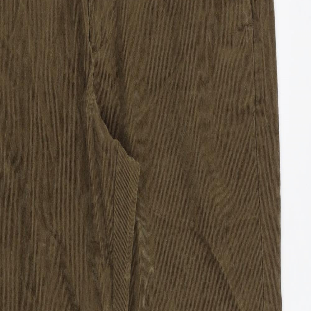 Marks and Spencer Mens Brown Cotton Trousers Size 32 in Regular Zip