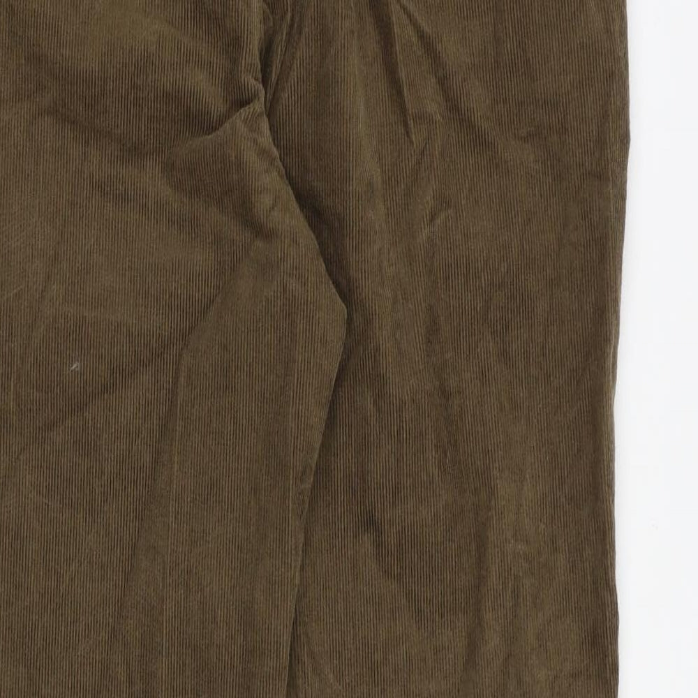 Marks and Spencer Mens Brown Cotton Trousers Size 32 in Regular Zip