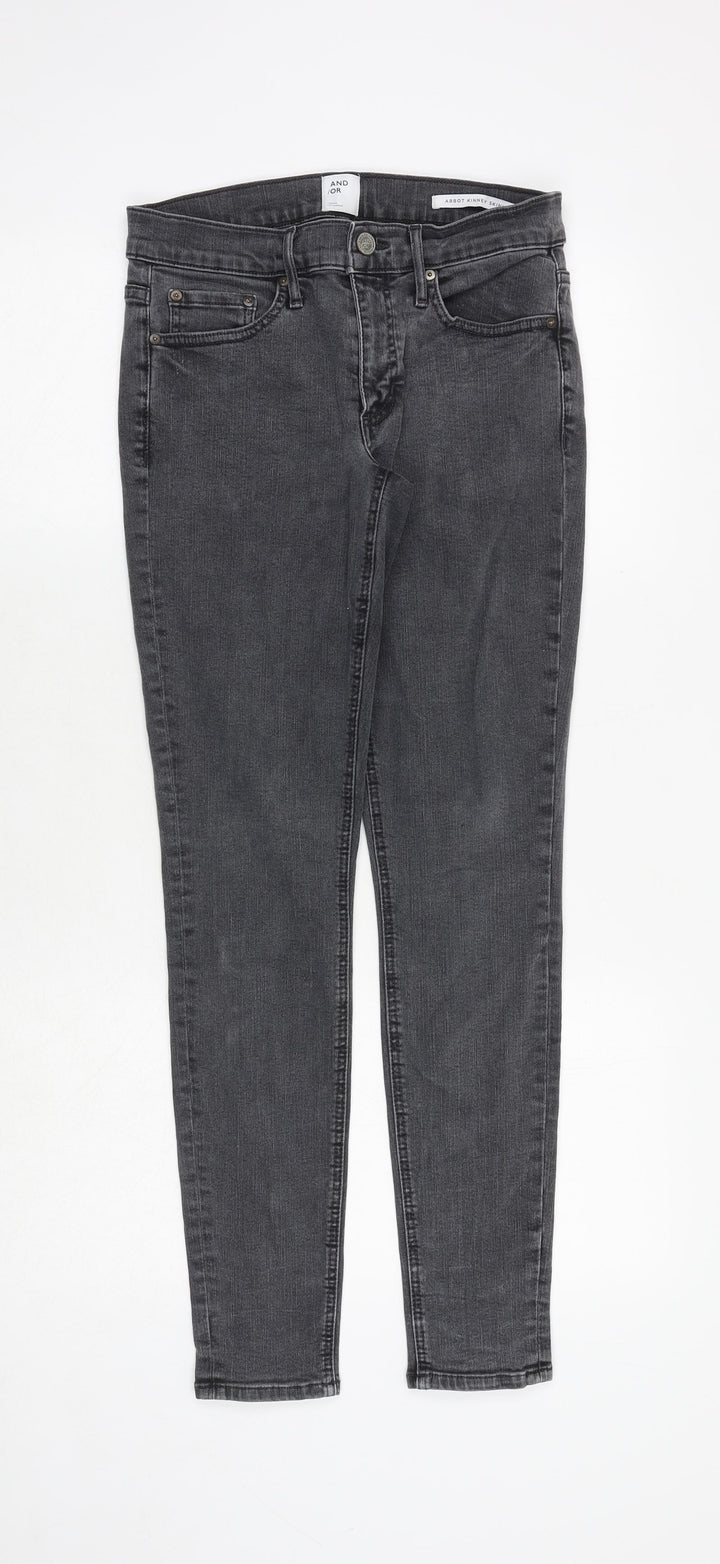 And/Or Womens Grey Cotton Skinny Jeans Size 28 in Extra-Slim Zip