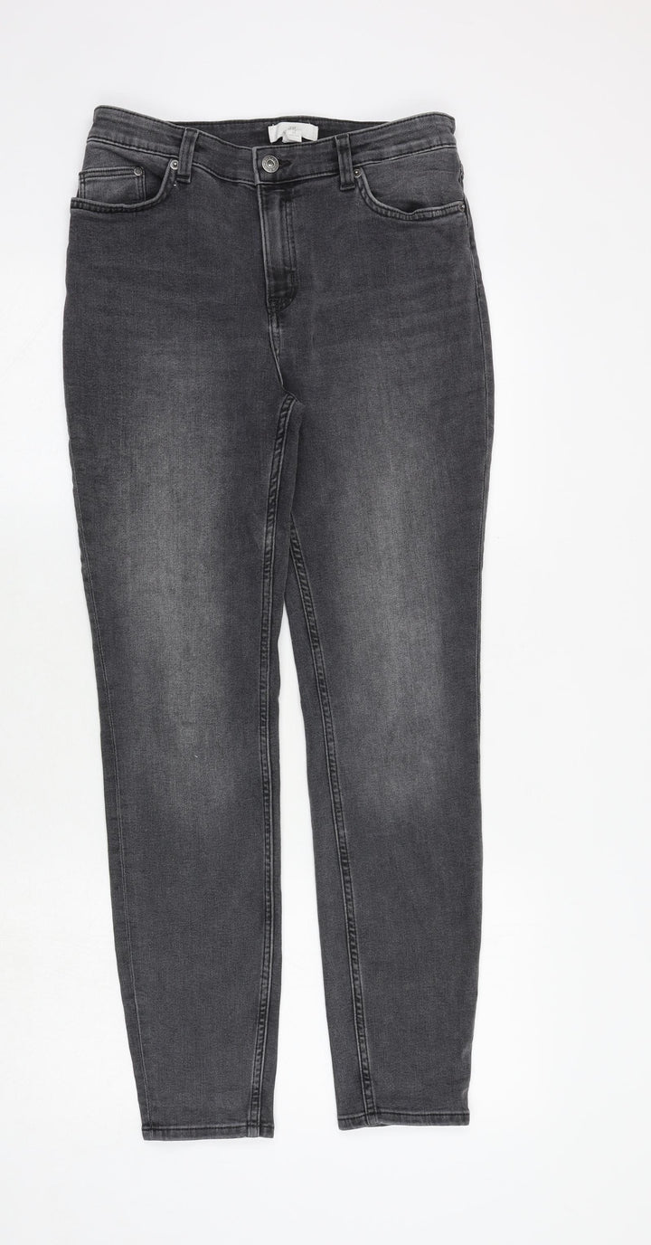 H&M Womens Grey Cotton Skinny Jeans Size 10 Regular Zip