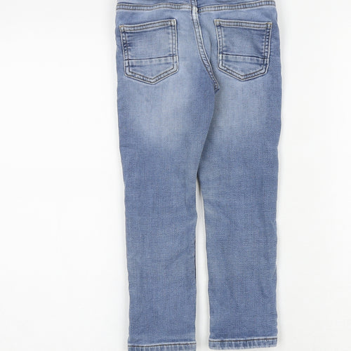 Marks and Spencer Boys Blue Cotton Straight Jeans Size 4-5 Years Regular Drawstring