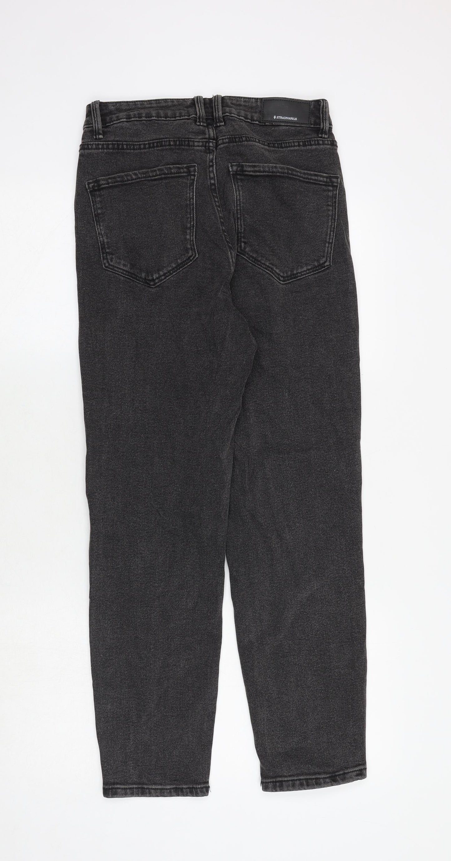Stradivarius Womens Black Cotton Straight Jeans Size 10 Regular Zip