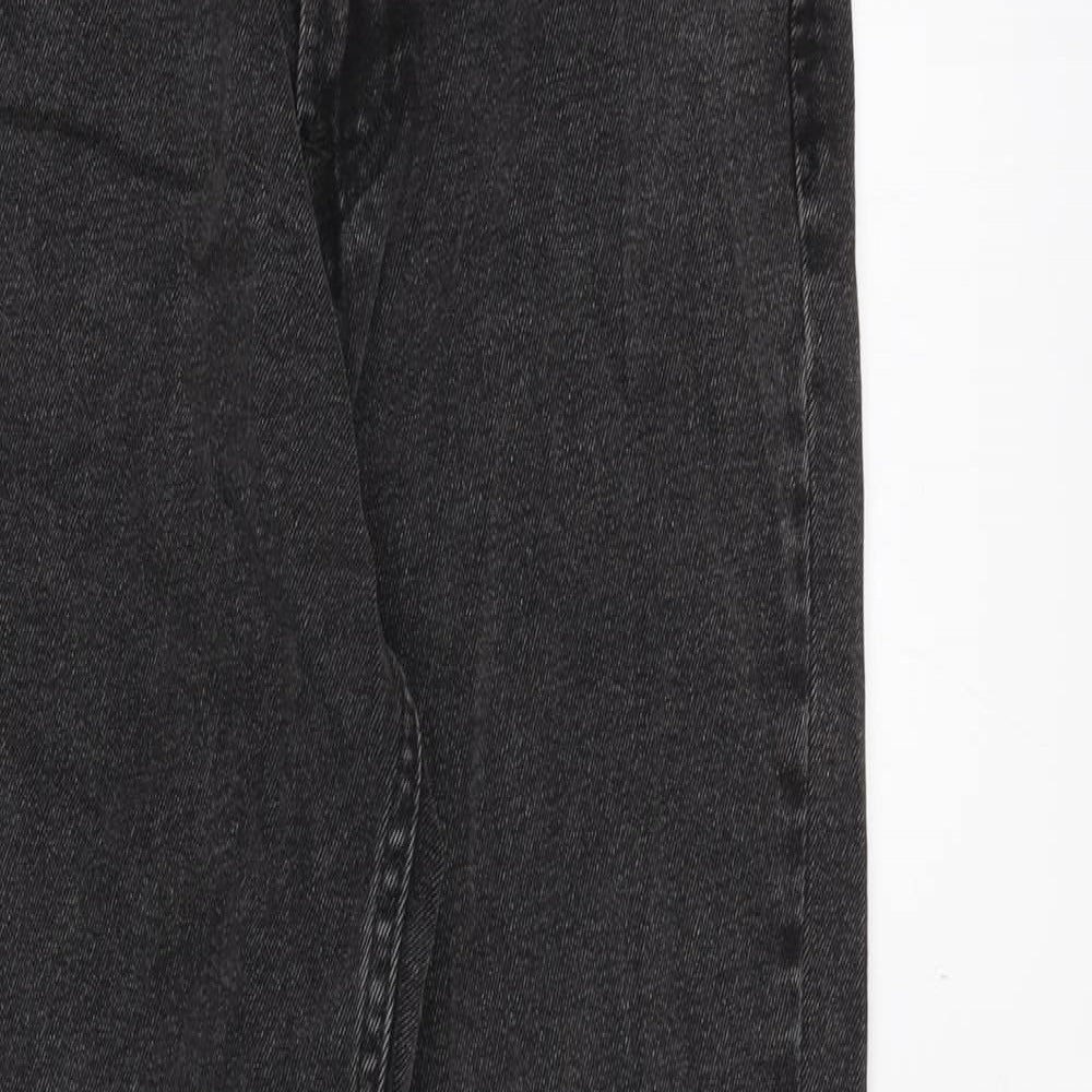 Stradivarius Womens Black Cotton Straight Jeans Size 10 Regular Zip