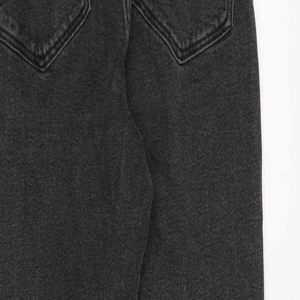Stradivarius Womens Black Cotton Straight Jeans Size 10 Regular Zip
