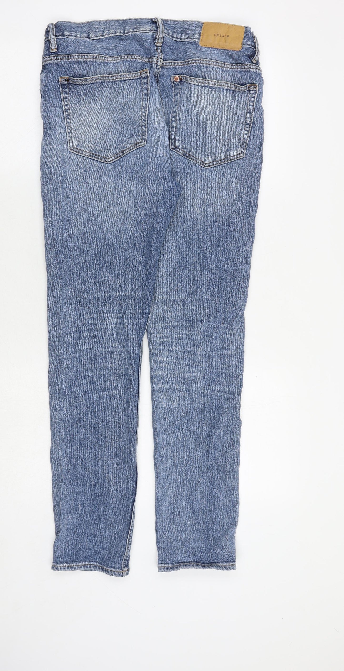 H&M Mens Blue Cotton Skinny Jeans Size 32 in Regular Zip