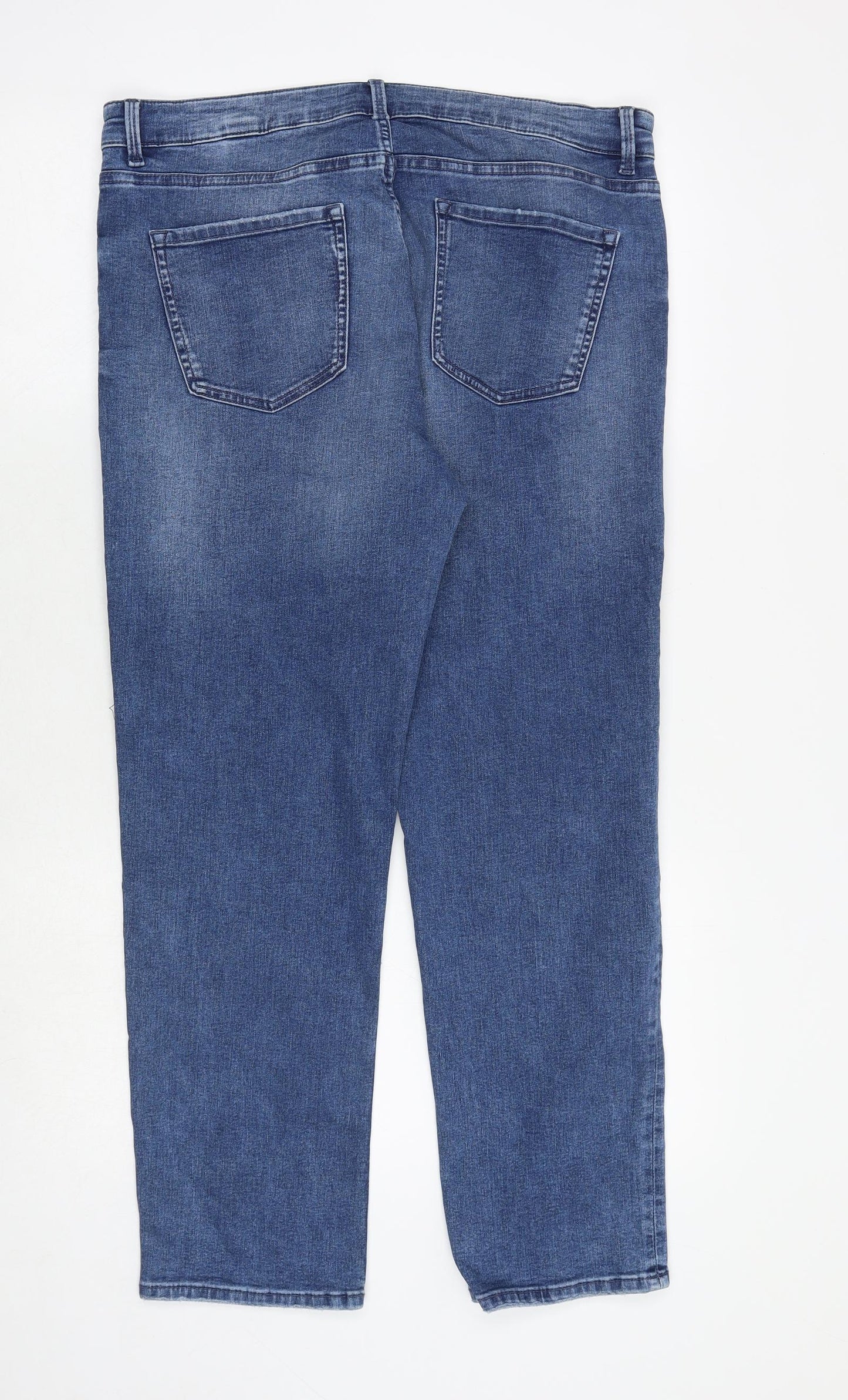 Marks and Spencer Womens Blue Cotton Straight Jeans Size 16 Regular Zip