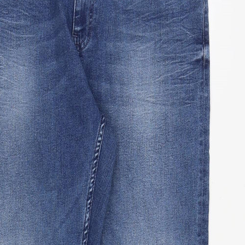 Marks and Spencer Womens Blue Cotton Straight Jeans Size 16 Regular Zip