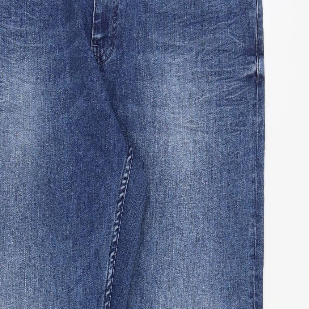 Marks and Spencer Womens Blue Cotton Straight Jeans Size 16 Regular Zip
