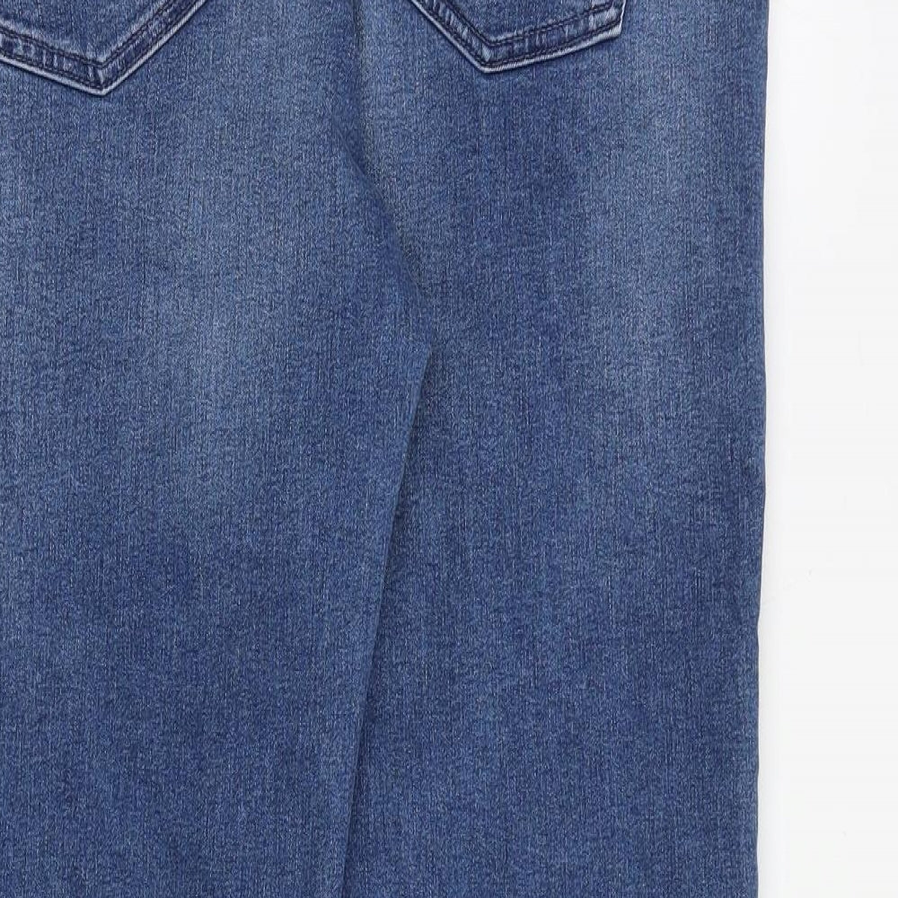 Marks and Spencer Womens Blue Cotton Straight Jeans Size 16 Regular Zip