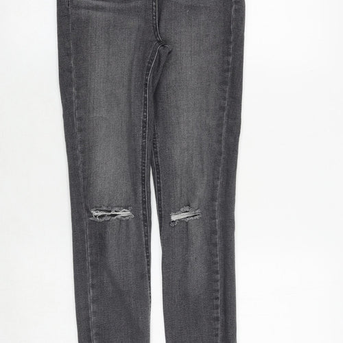NEXT Womens Grey Cotton Skinny Jeans Size 6 Regular Zip