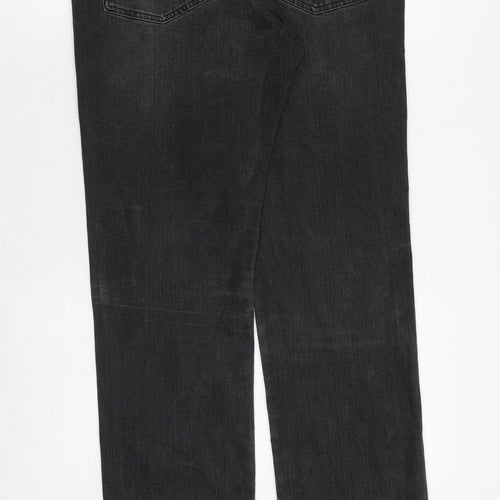 Wrangler Mens Black Cotton Straight Jeans Size 32 in Regular Zip
