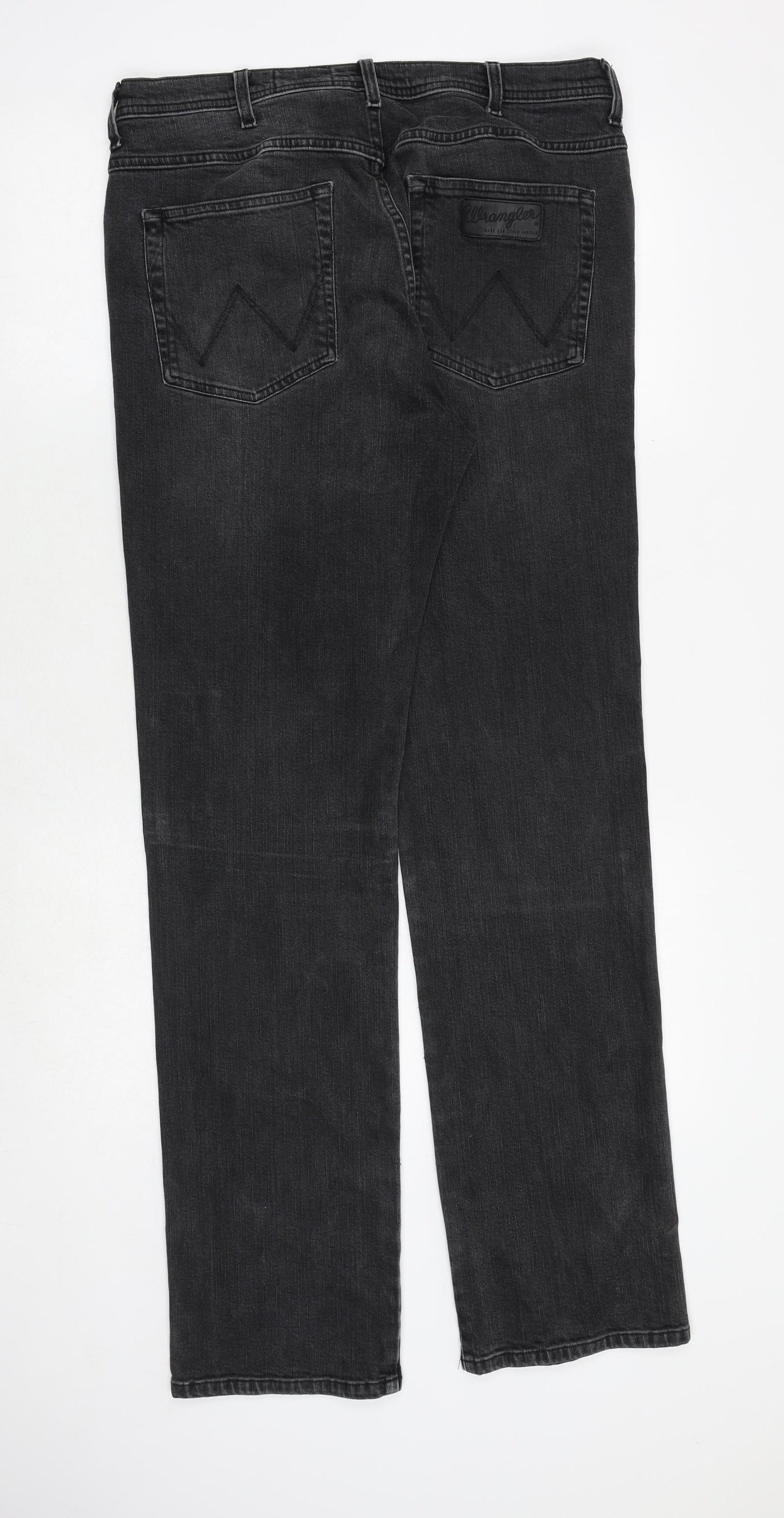Wrangler Mens Black Cotton Straight Jeans Size 32 in Regular Zip