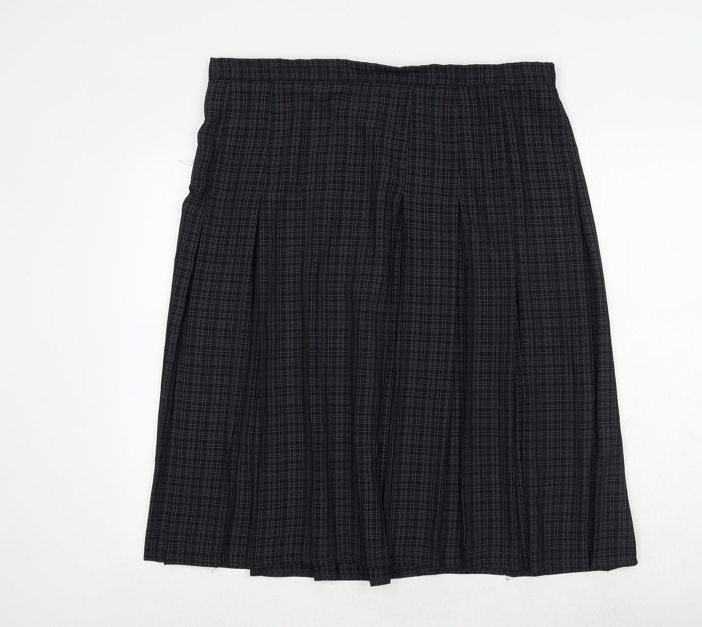 Marks and Spencer Womens Black Check Polyester A-Line Skirt Size 20 Zip