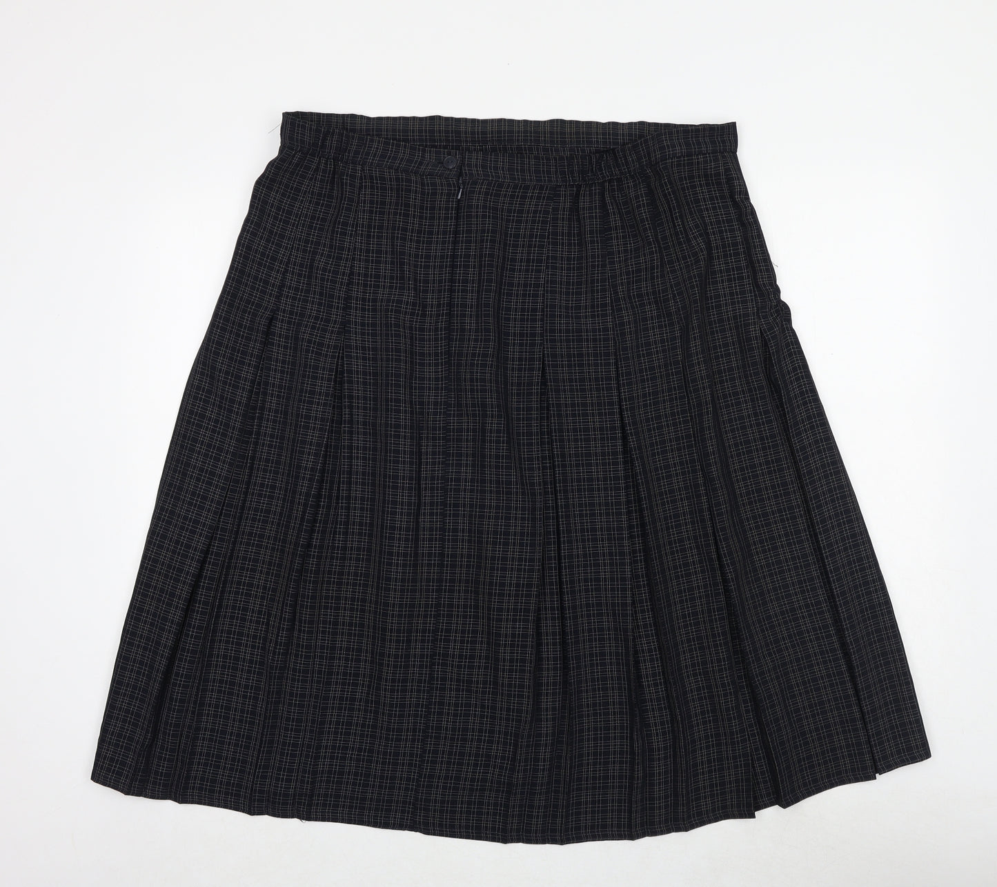 Marks and Spencer Womens Black Check Polyester A-Line Skirt Size 20 Zip