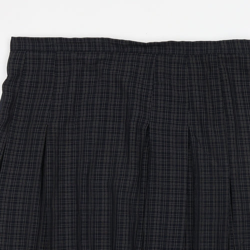 Marks and Spencer Womens Black Check Polyester A-Line Skirt Size 20 Zip