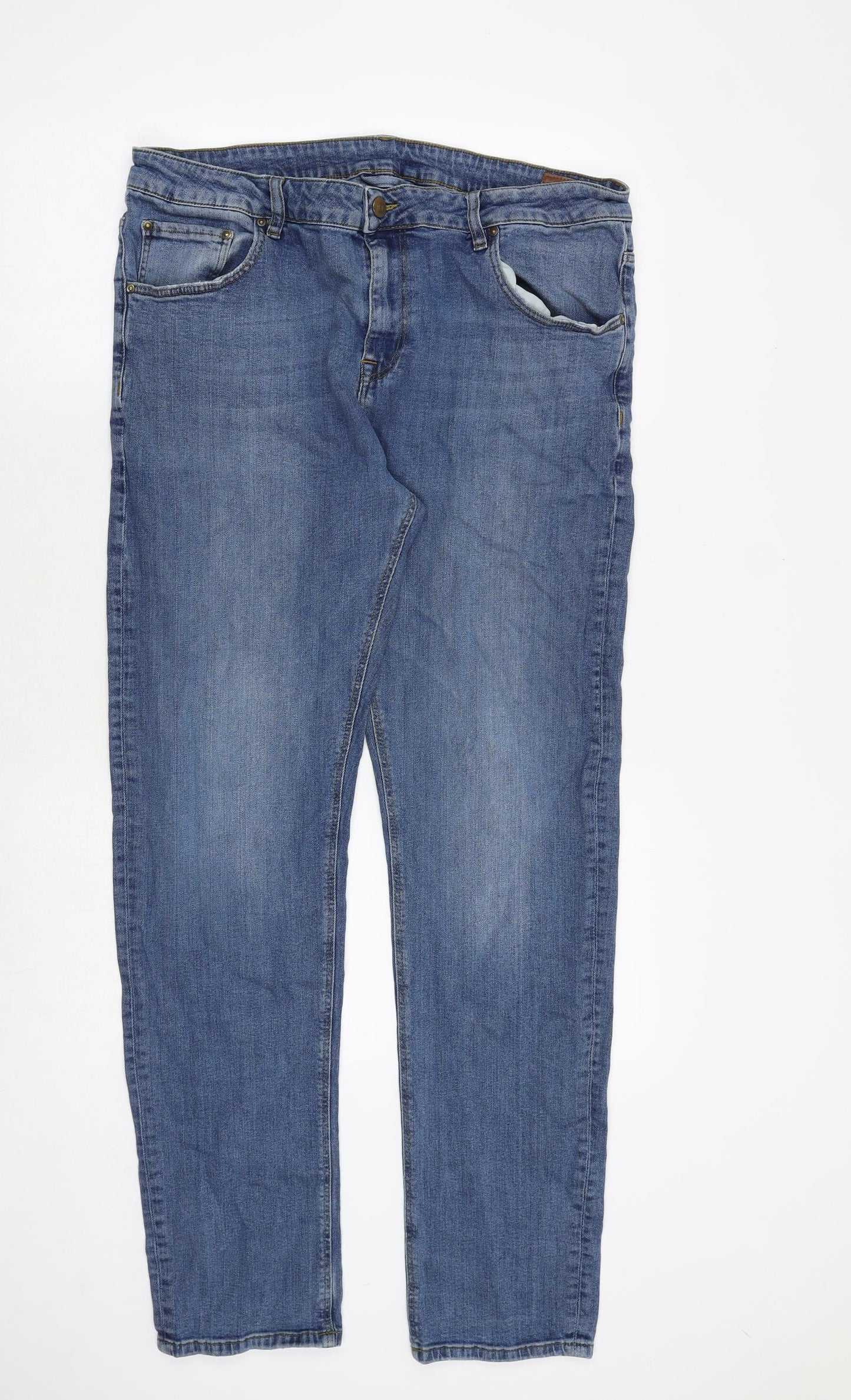ASOS Mens Blue Cotton Straight Jeans Size 36 in Regular Zip