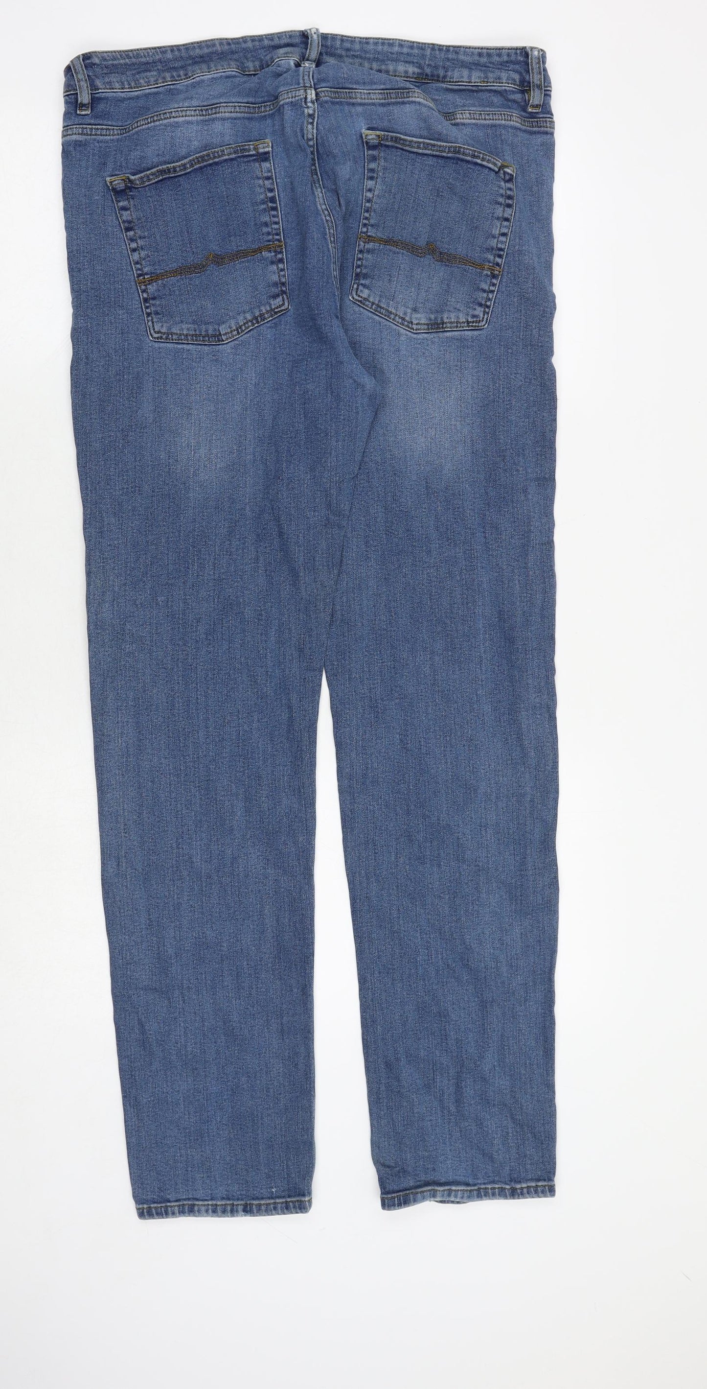 ASOS Mens Blue Cotton Straight Jeans Size 36 in Regular Zip