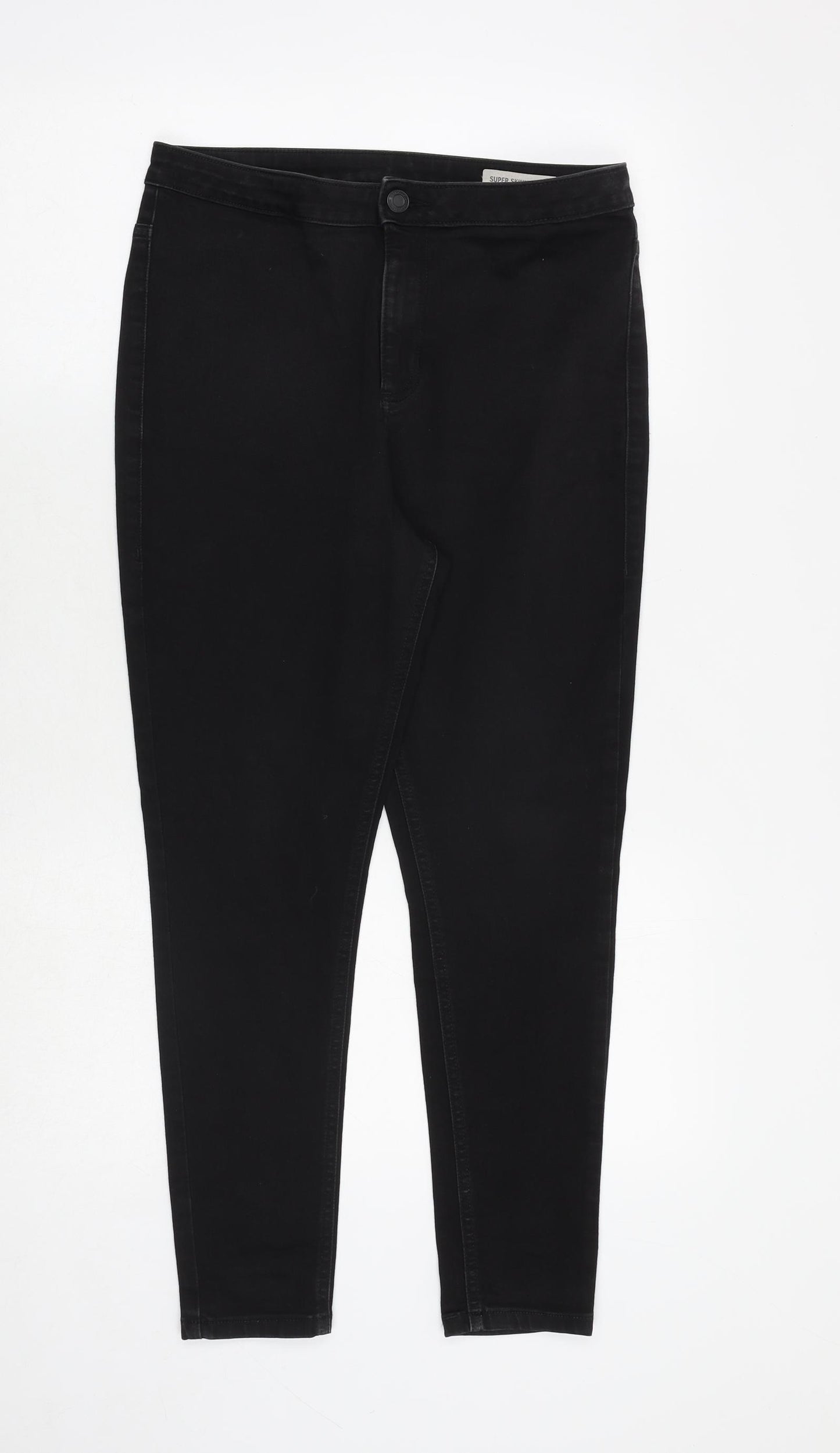 Marks and Spencer Womens Black Cotton Skinny Jeans Size 14 Regular Zip