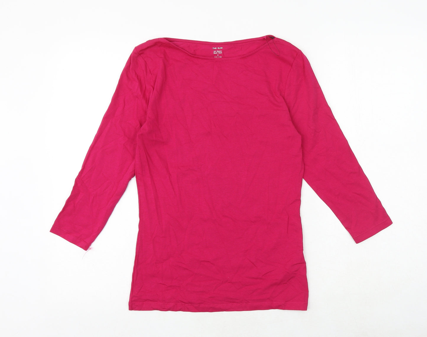 Marks and Spencer Womens Pink Cotton Basic T-Shirt Size 8 Round Neck