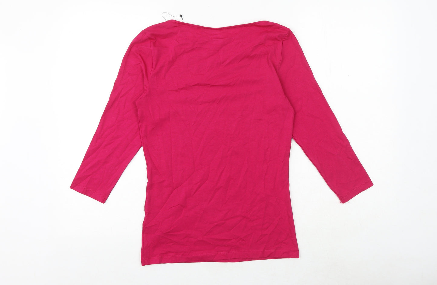 Marks and Spencer Womens Pink Cotton Basic T-Shirt Size 8 Round Neck